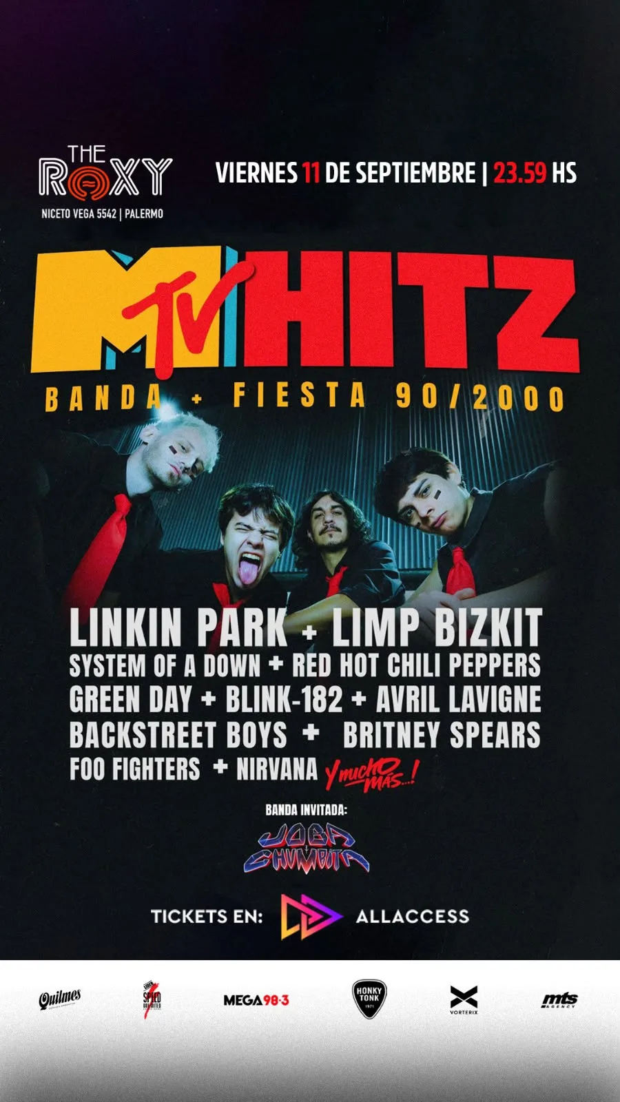 Afiche de MTV Hitz en The Roxy Live, viernes 11 de septiembre